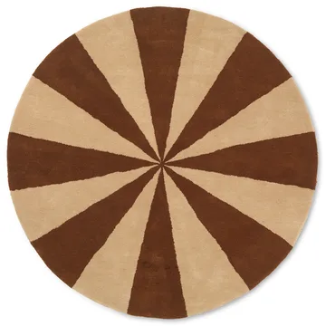 Arch χαλί με φούντες Ø130 cm - Σκούρο τούβλο-Υπόλευκο - Ferm Living