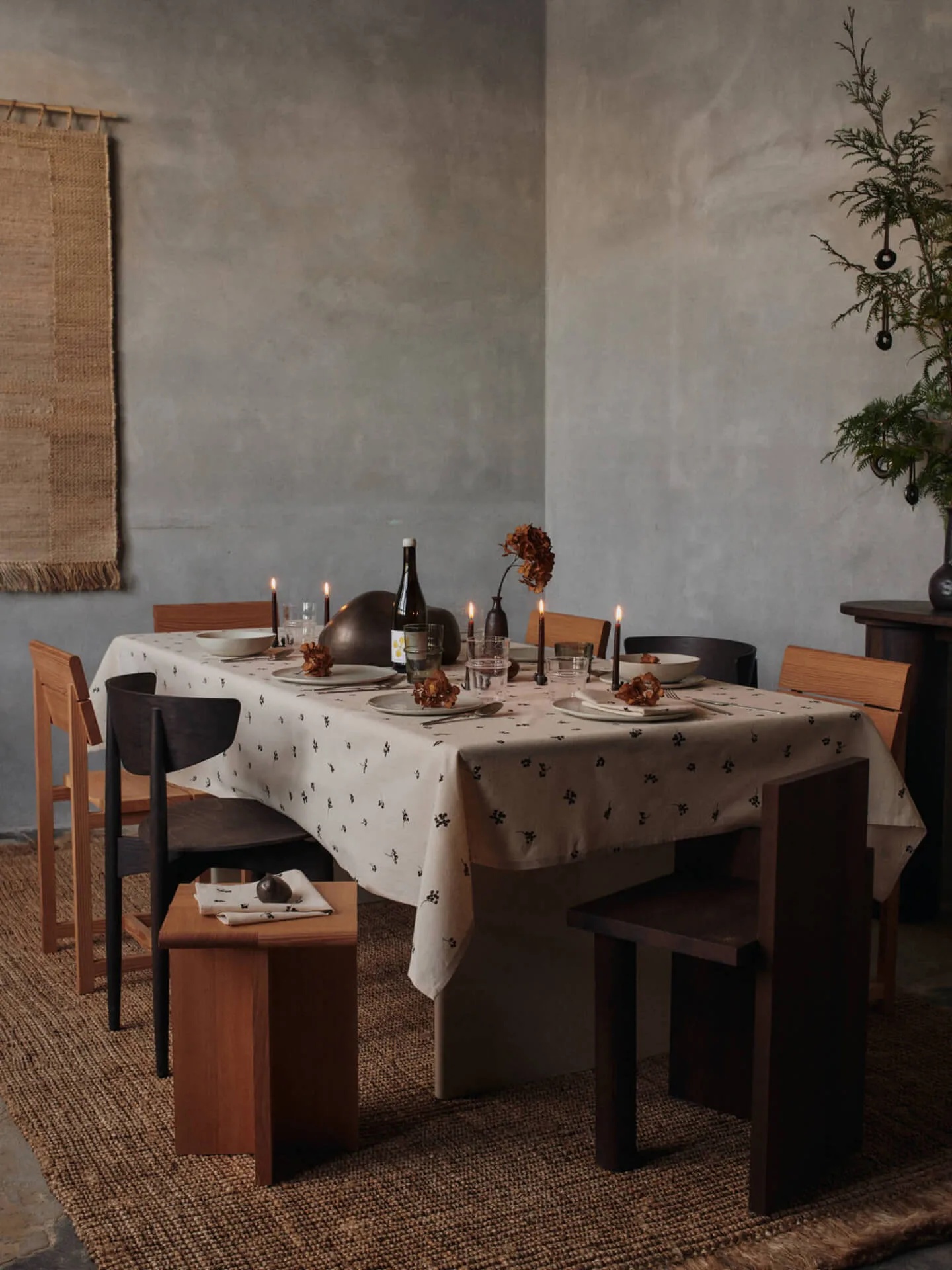 Baies τραπεζομάντηλο 150x240 cm, Natural-dark chocolate Ferm Living