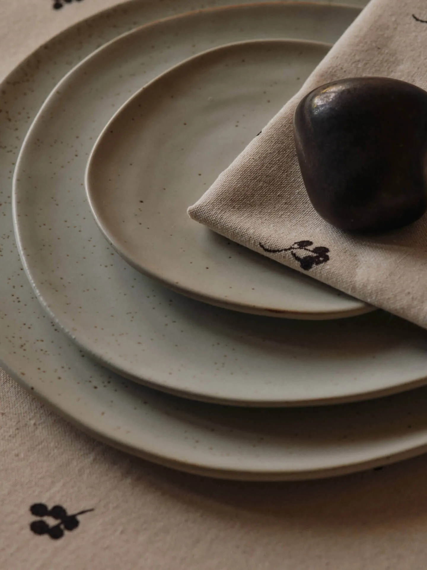 Baies βαμβακερή πετσέτα τραπεζιού 40x40 εκ 4-τεμάχια, Natural-dark chocolate Ferm Living