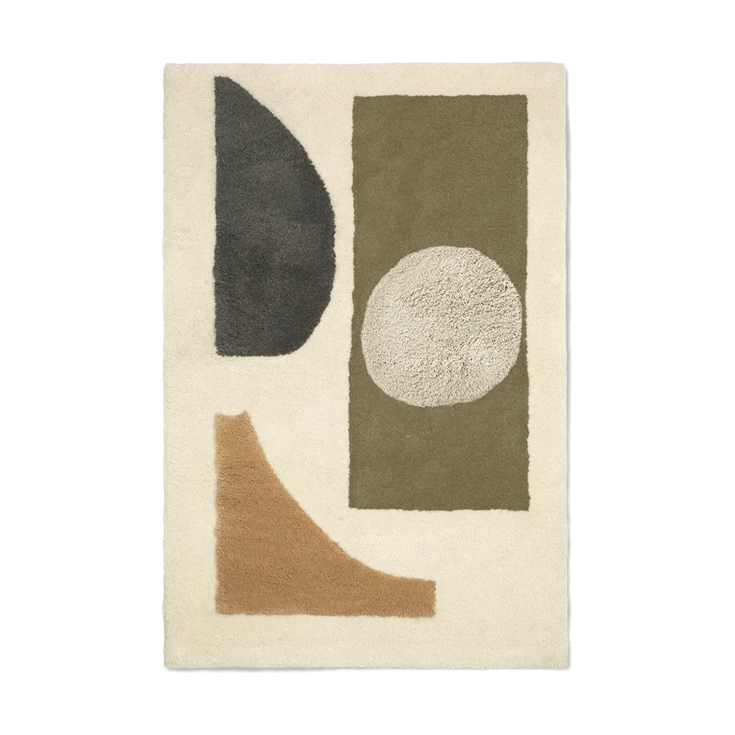 Θυσανωτό χαλί Bloco, Green-off white, 80x120 cm Ferm Living