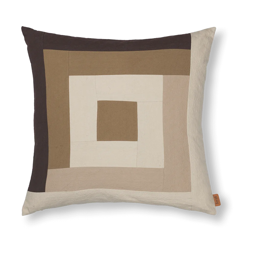 Border patchwork κάλυμμα μαξιλαριού 50x50 cm, Coffee-dark sand Ferm Living