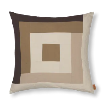 Border patchwork κάλυμμα μαξιλαριού 50x50 cm - Coffee-dark sand - Ferm Living