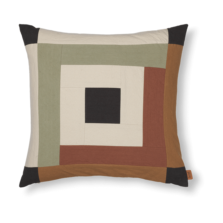 Border patchwork κάλυμμα μαξιλαριού 50x50 cm - Dark sage-red brown - Ferm Living