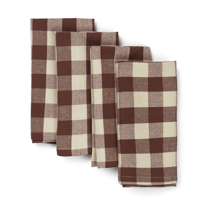 Bothy Check βαμβακερί πετσέτα 40x40 cm 4 τεμάχια - Cinnamon-grey green - Ferm Living
