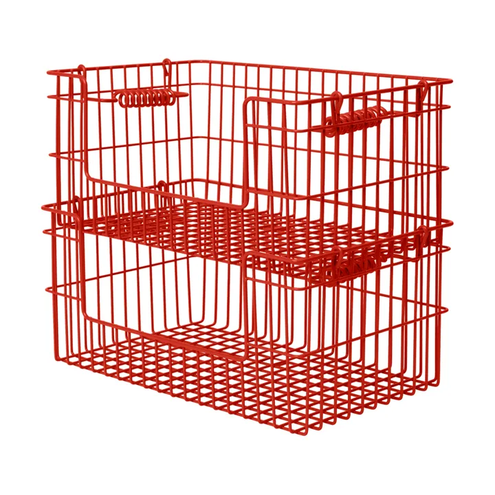 Cala στοιβαζόμενο καλάθι 2 τεμάχια - Poppy red, 28,7x18x13 εκ. - Ferm Living