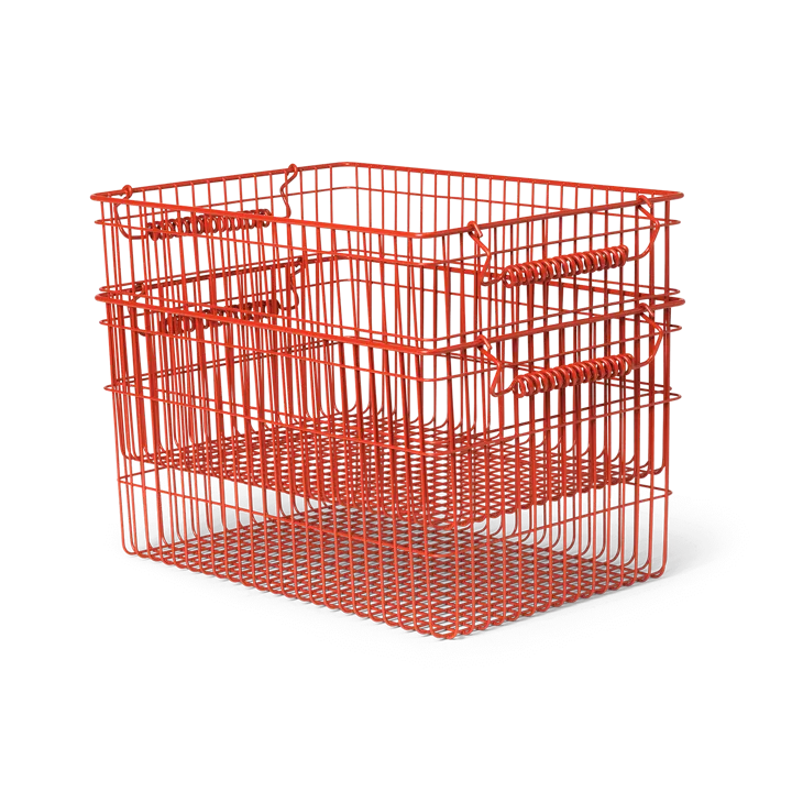 Καλάθι Cala στοιβαζόμενο 2 τεμάχια - Poppy red, 36,2x26,2x20,2 cm - Ferm Living
