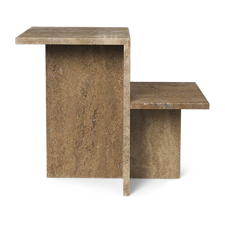 Distinct βοηθητικό τραπέζι 59,5x35x50 cm, Dark Brown Travertine Ferm Living