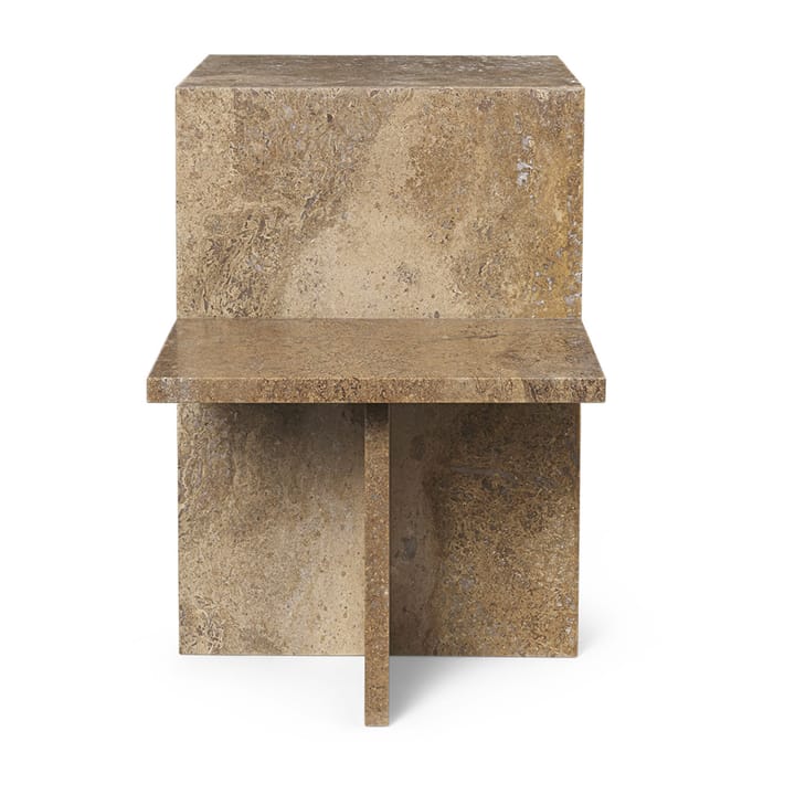 Distinct βοηθητικό τραπέζι 59,5x35x50 cm, Dark Brown Travertine Ferm Living