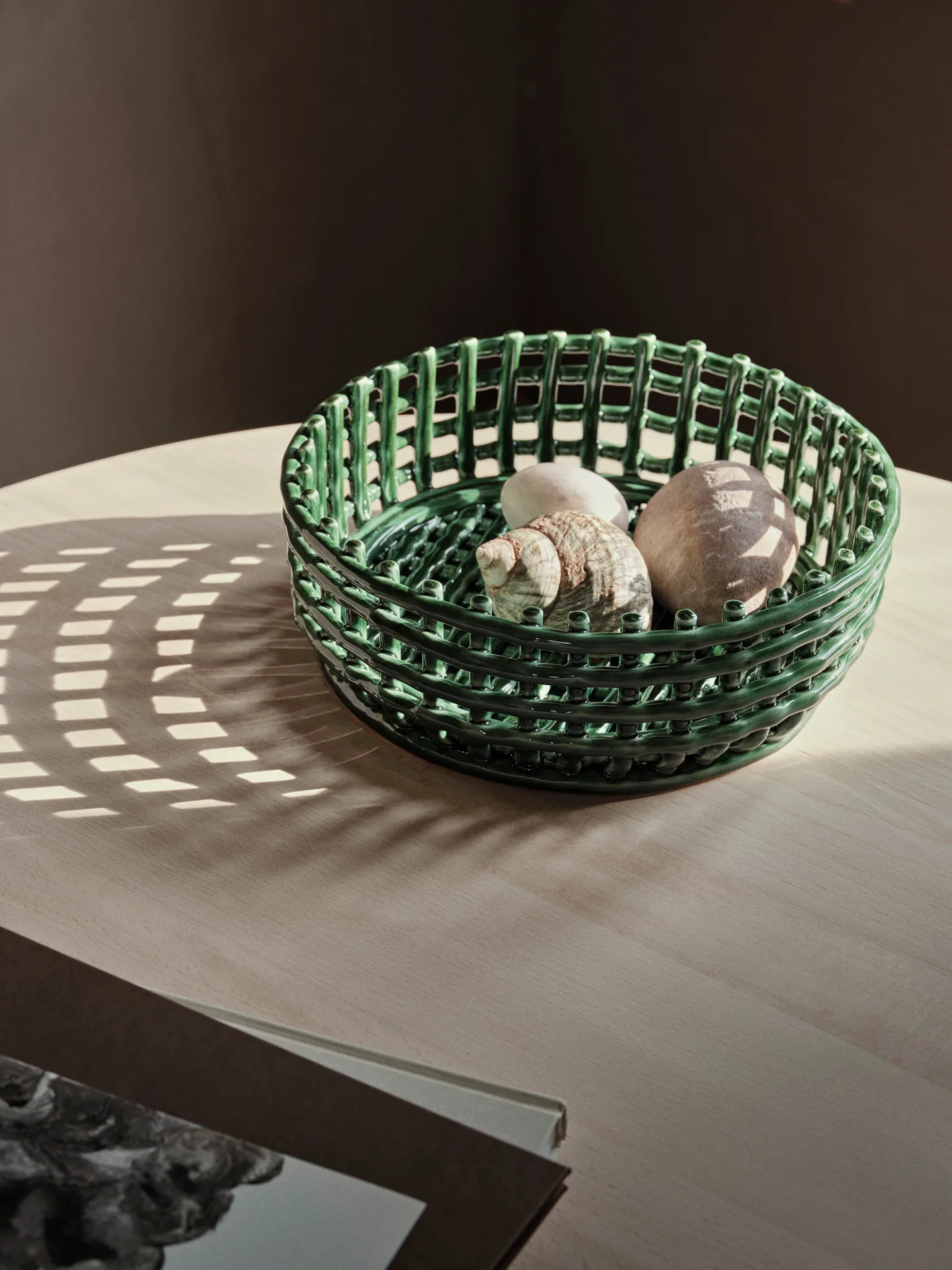 Πλεκτό κεραμικό μπολ, Emerald Green Ferm Living