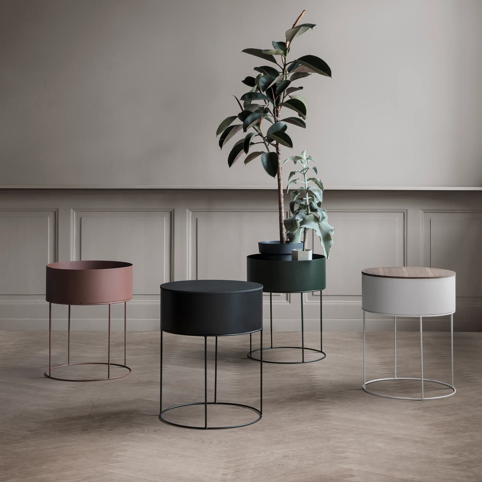 Ferm Living plant κουτί στρογγυλό, μαύρο Ferm Living