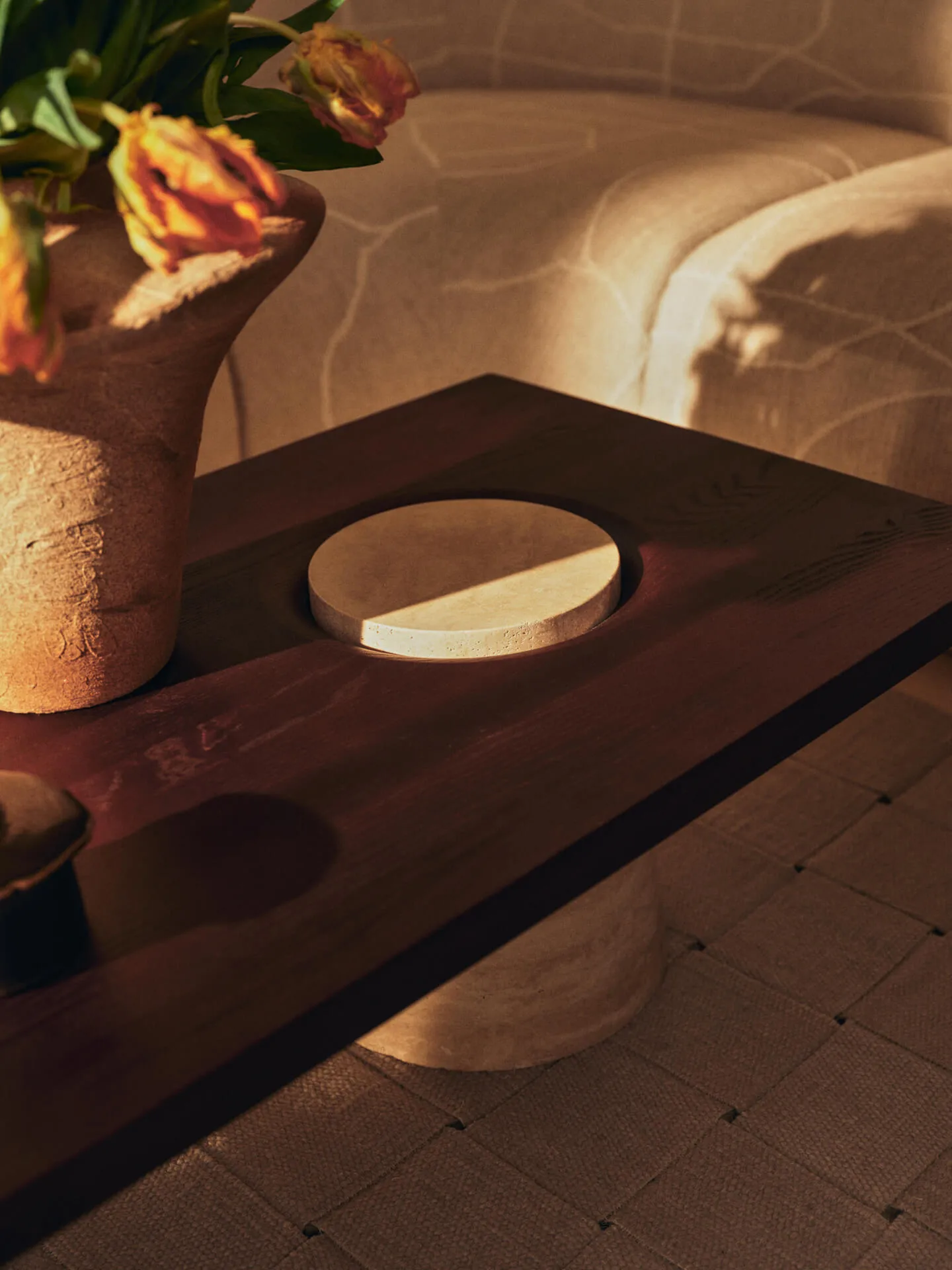 Grova τραπεζάκια σαλονιού, Travertine, 155x55x34 m Ferm Living