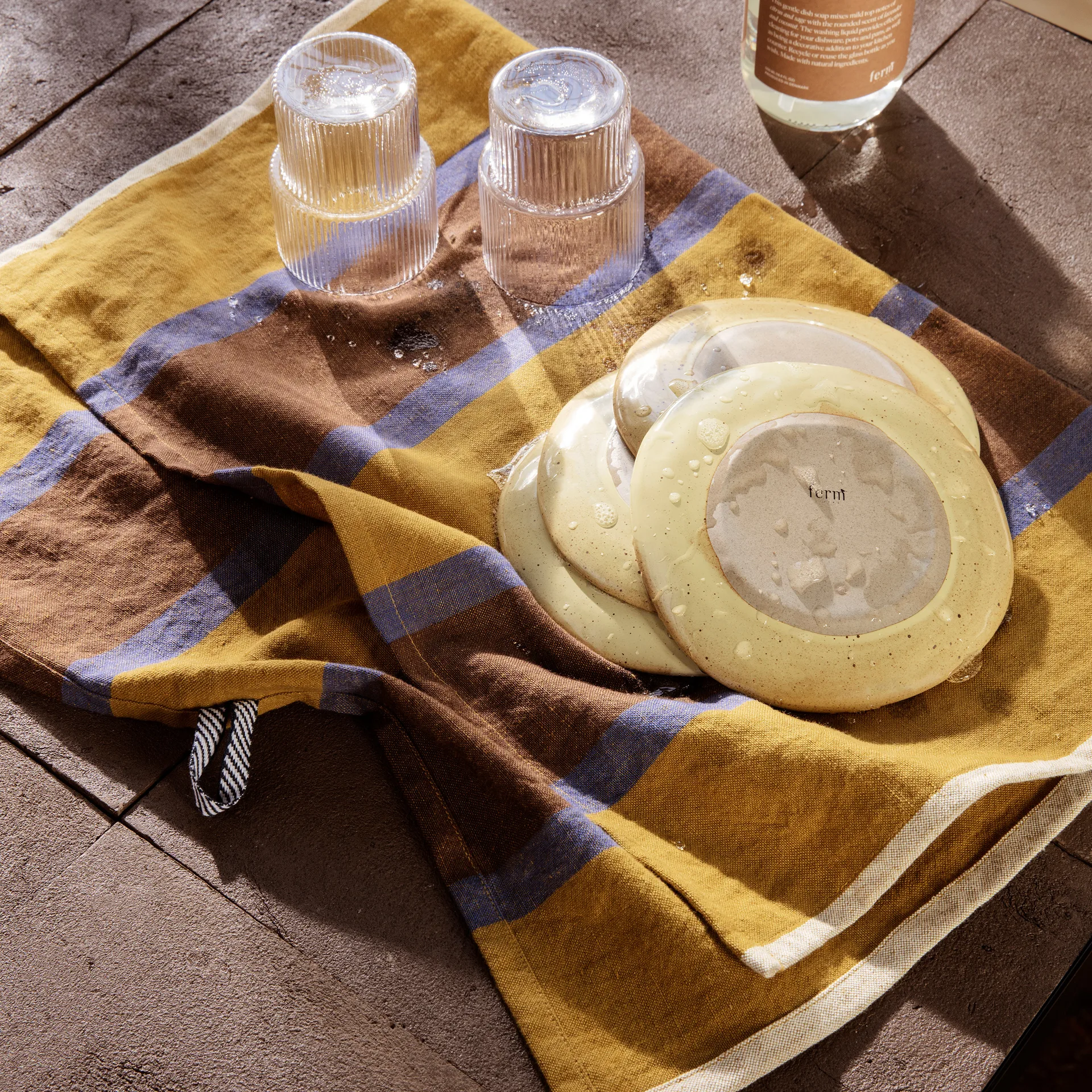 Hale πετσέτα κουζίνας 50x70 cm, Μοσχολέμονο-γαλάζιο-σοκολάτα Ferm Living