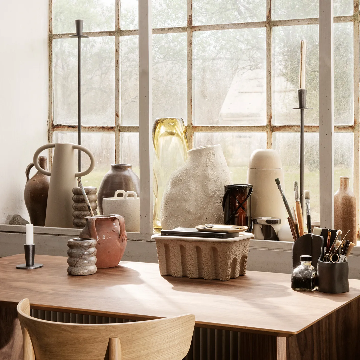 Κηροπήγια Hoy κοντά 6,4 cm, Μαύρο Ferm Living