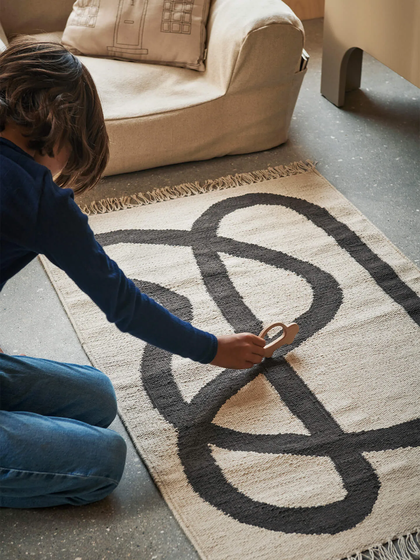 Lane χαλί 70x105 cm, Εκρού-Σοκολάτα Ferm Living