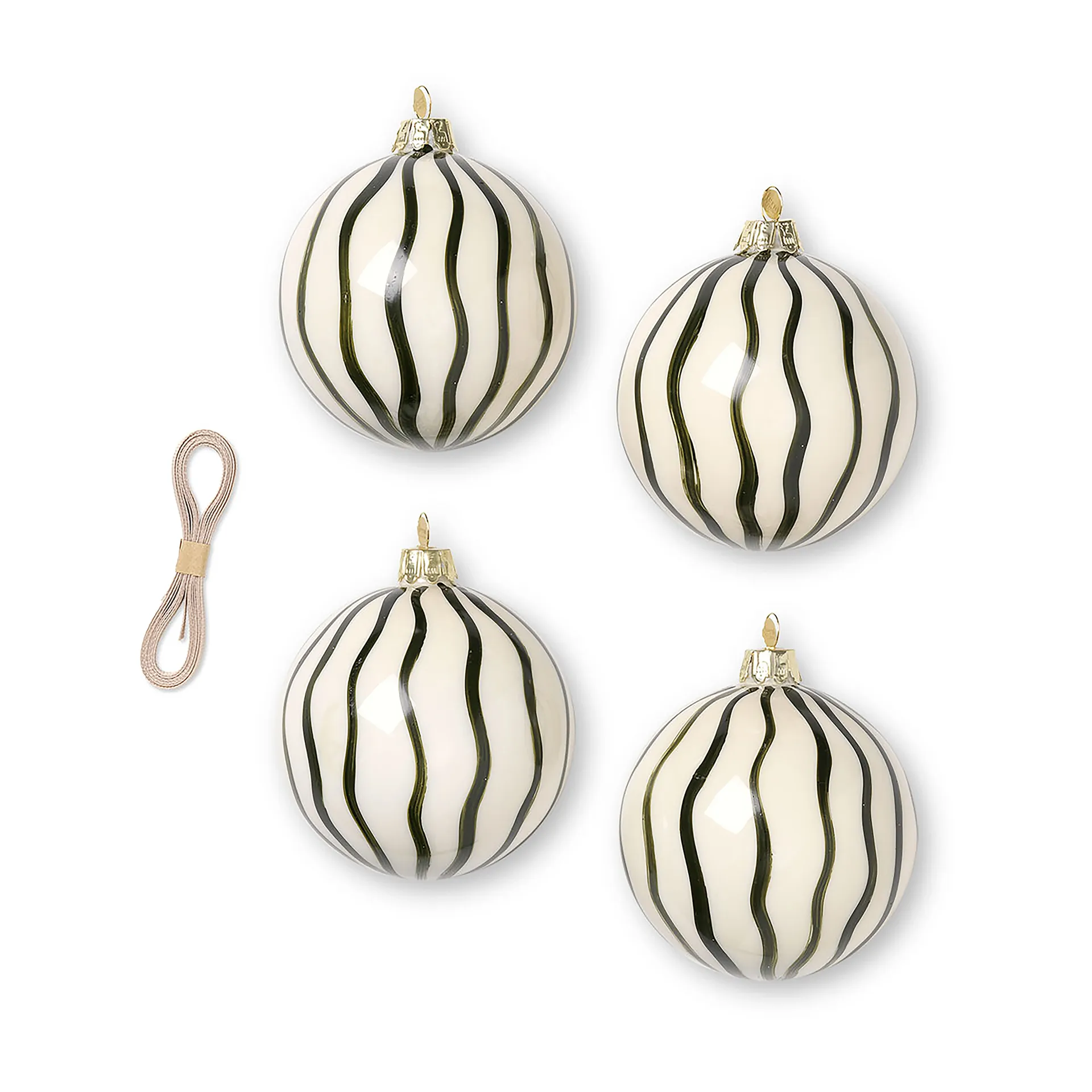 Σετ με Χριστουγεννιάτικες μπάλες Lines Ø8 cm 4 τεμαχίων, Πράσινο Ferm Living