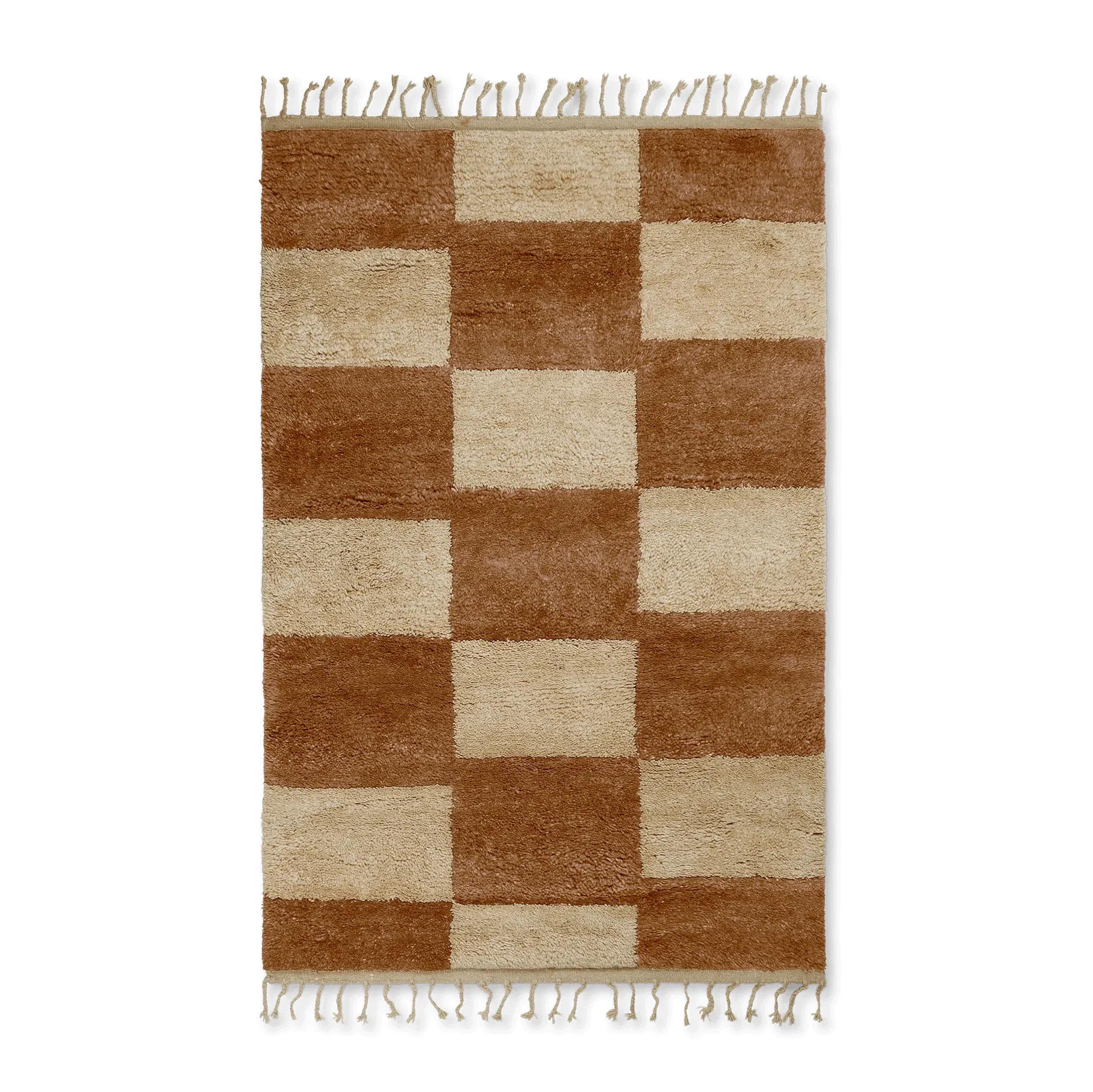 Mara χειροποίητο χαλί 120x180 cm, Σκούρο Τούβλο-υπόλευκο Ferm Living