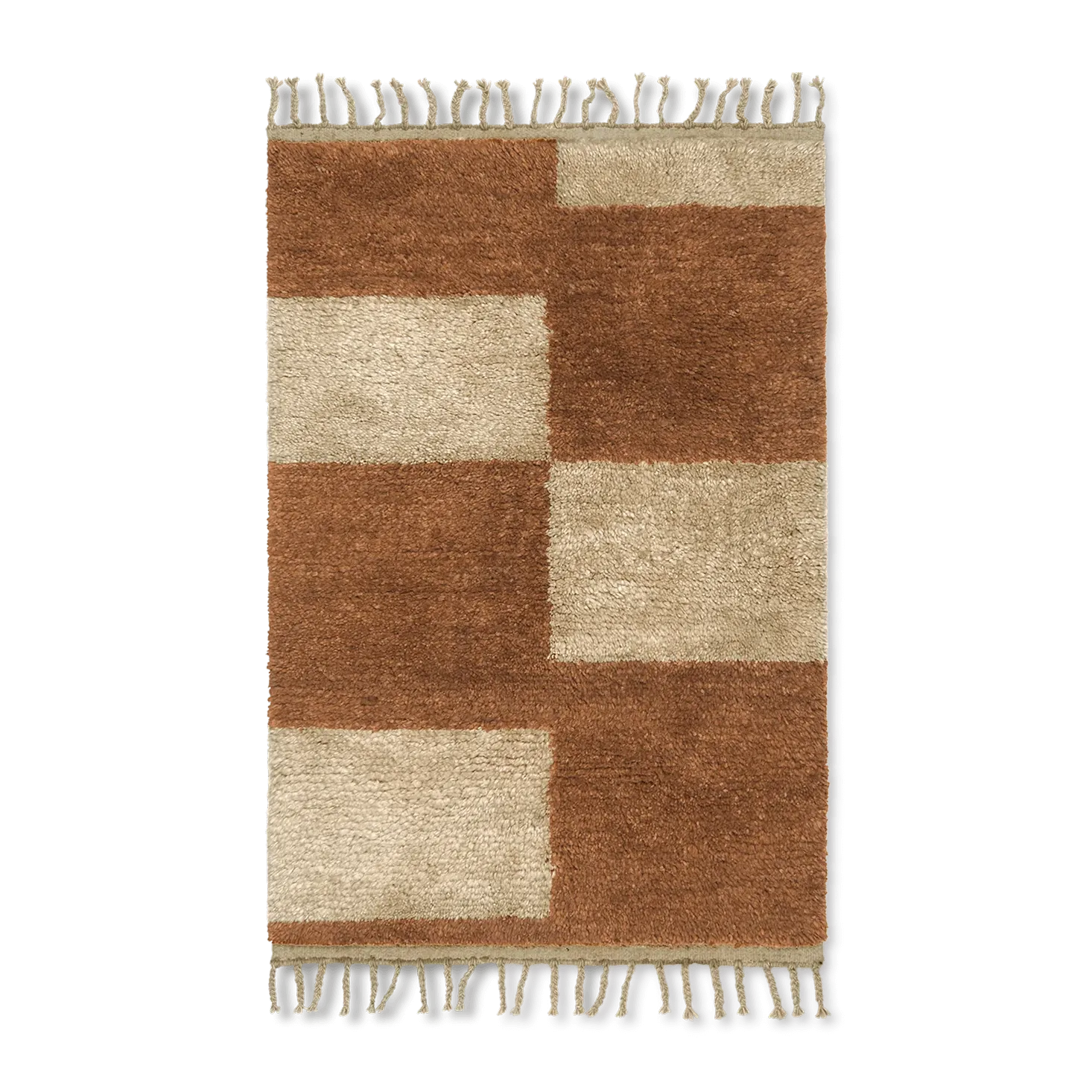 Mara χειροποίητο χαλί 80x120 cm, Σκούρο Τούβλο-υπόλευκο Ferm Living