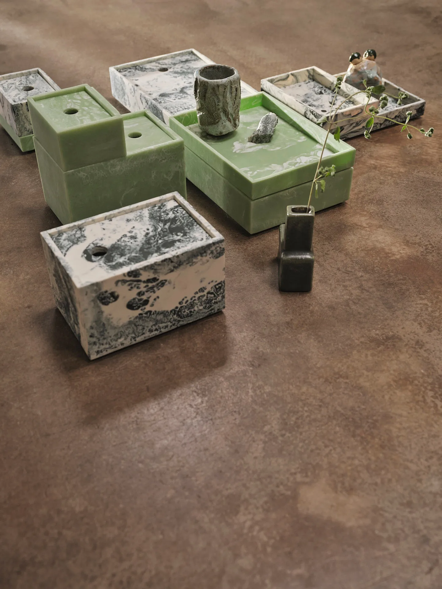 Mist διακοσμητικός δίσκος 10x15 cm, Emerald-off white Ferm Living