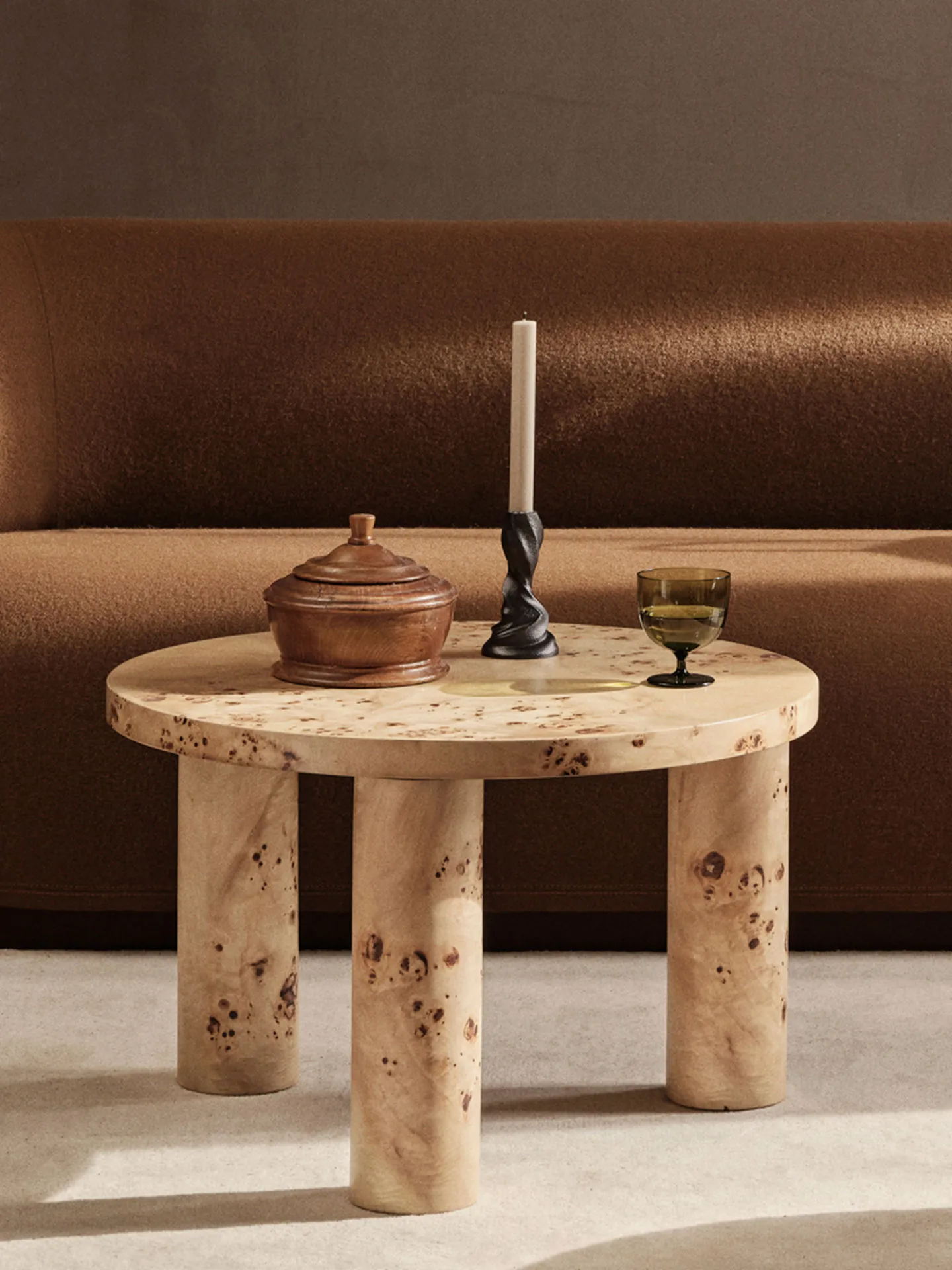 Post τραπεζάκι σαλονιού μικρό 65 cm, Burl veneer Ferm Living
