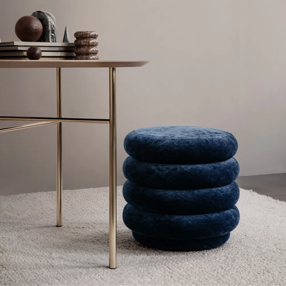Pouf Round πουφ, Ύφασμα faded βελούδο 26 μπεζ Ferm Living