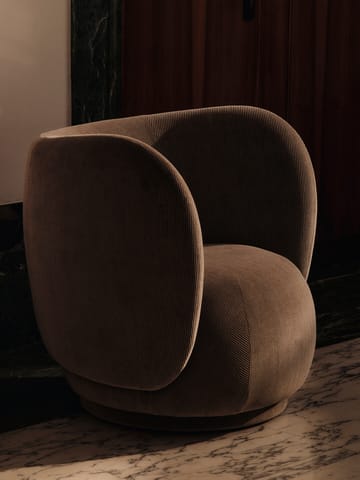 Rico lounge chair πολυθρόνα swivel - Devoré velvet-Flint grey - Ferm Living
