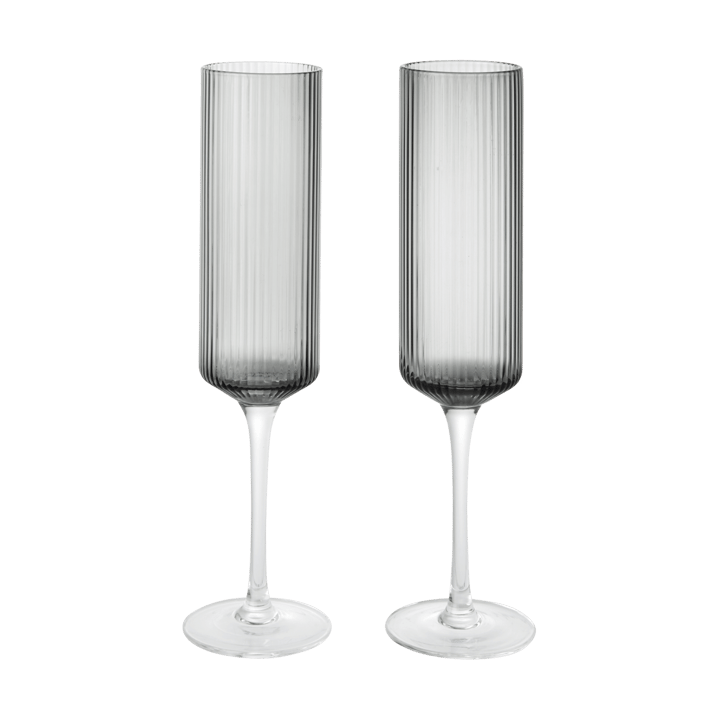 Ripple Champagne flutes ποτήρια σαμπάνιας 15 cl 2-pack - Smoked Grey - Ferm Living