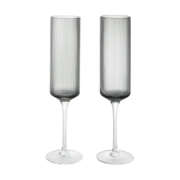 Ripple Champagne flutes ποτήρια σαμπάνιας 15 cl 2 τεμάχια - Smoked Grey - Ferm Living