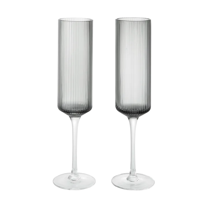 Ripple Champagne flutes ποτήρια σαμπάνιας 15 cl 2 τεμάχια - Smoked Grey - Ferm Living