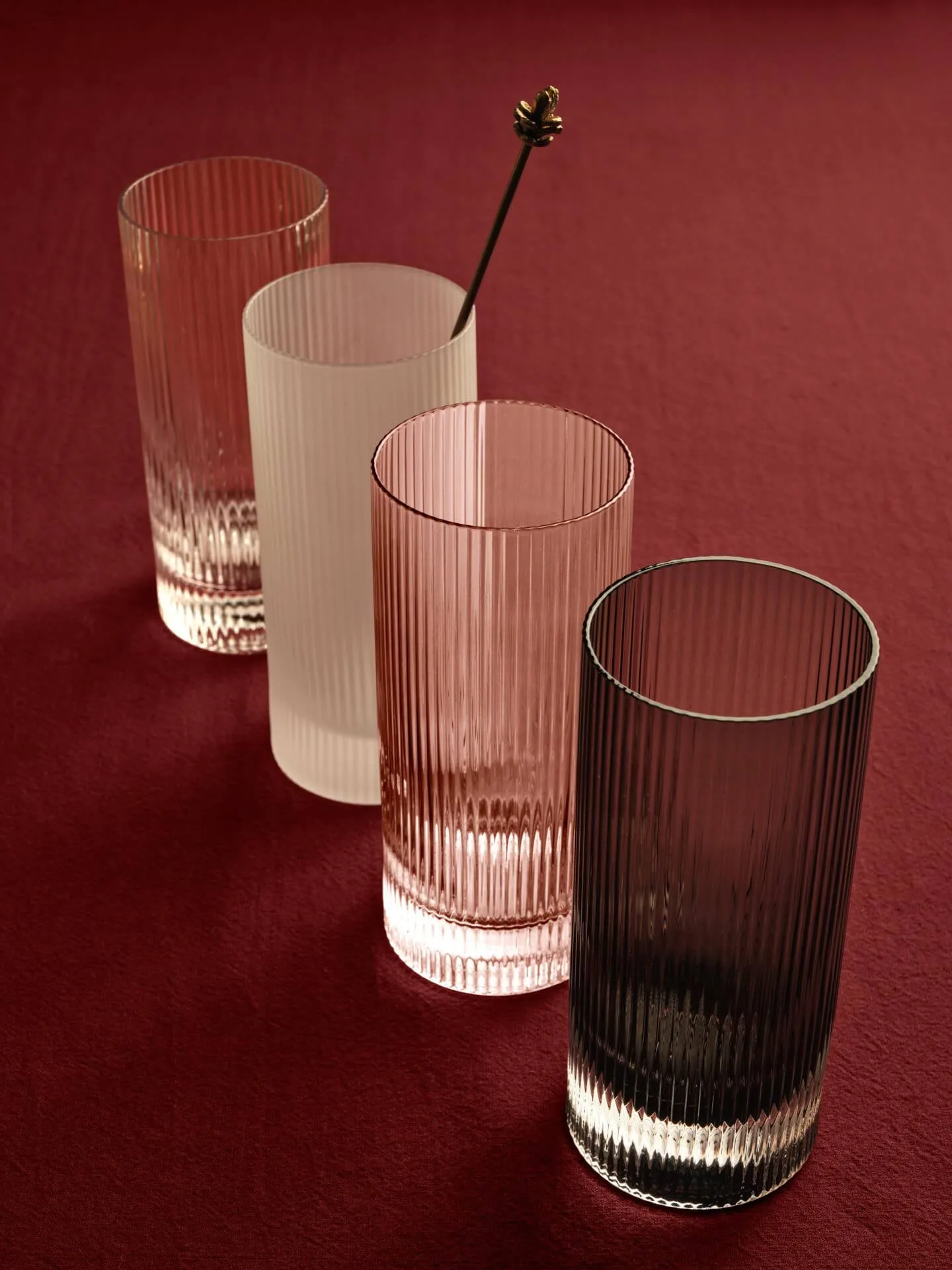 Ripple Highball ποτήρια 48 cl 2 τεμάχια, Smoked grey Ferm Living
