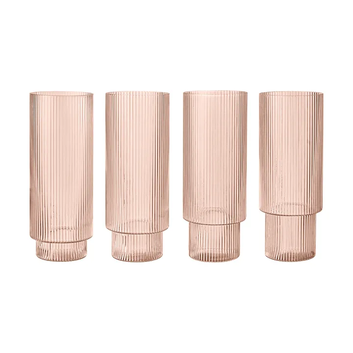 Ripple long drink ποτήρια 4 τεμάχια - Blush - Ferm Living