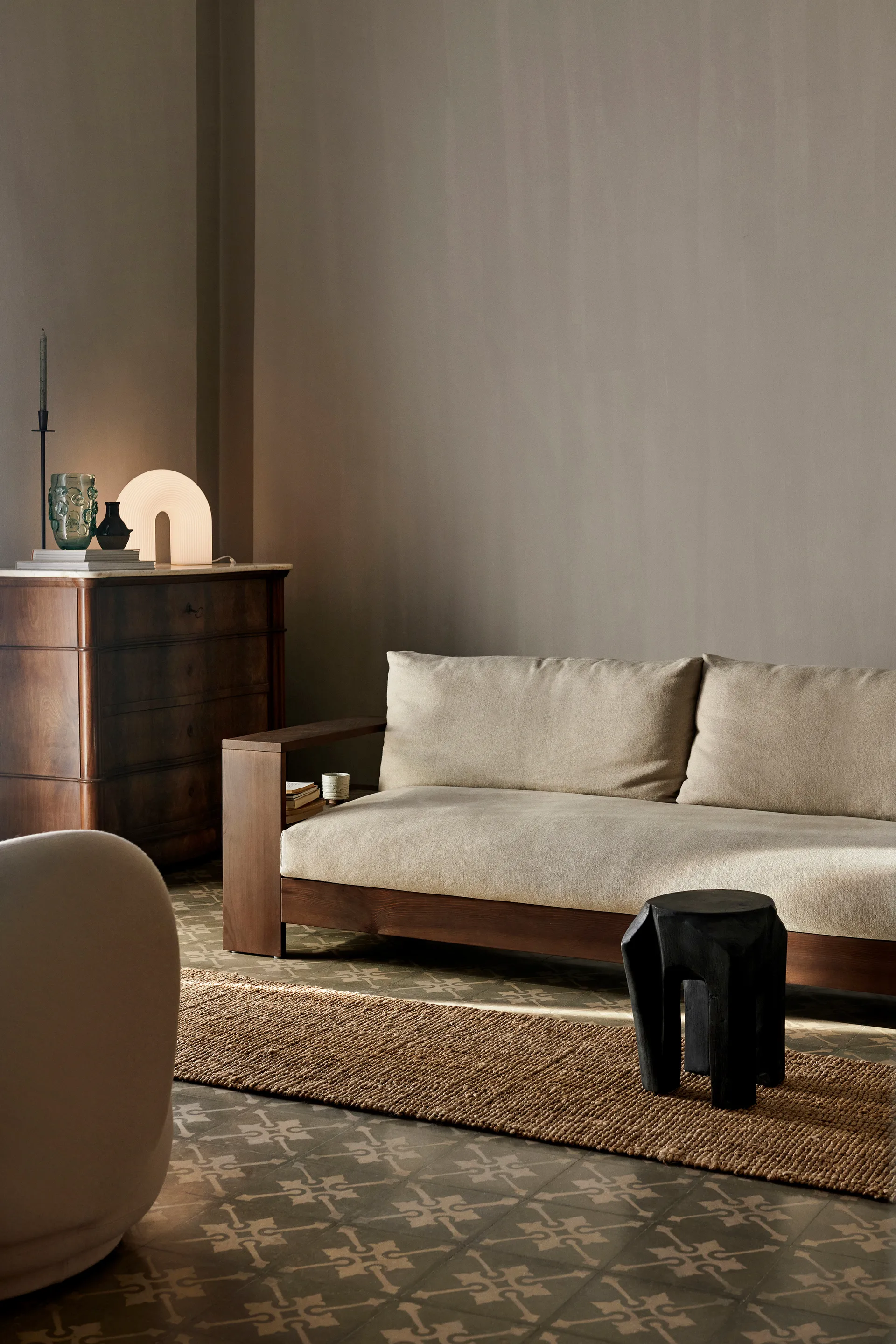Root σκαμπό Ø30x40 εκ, Black stained Ferm Living