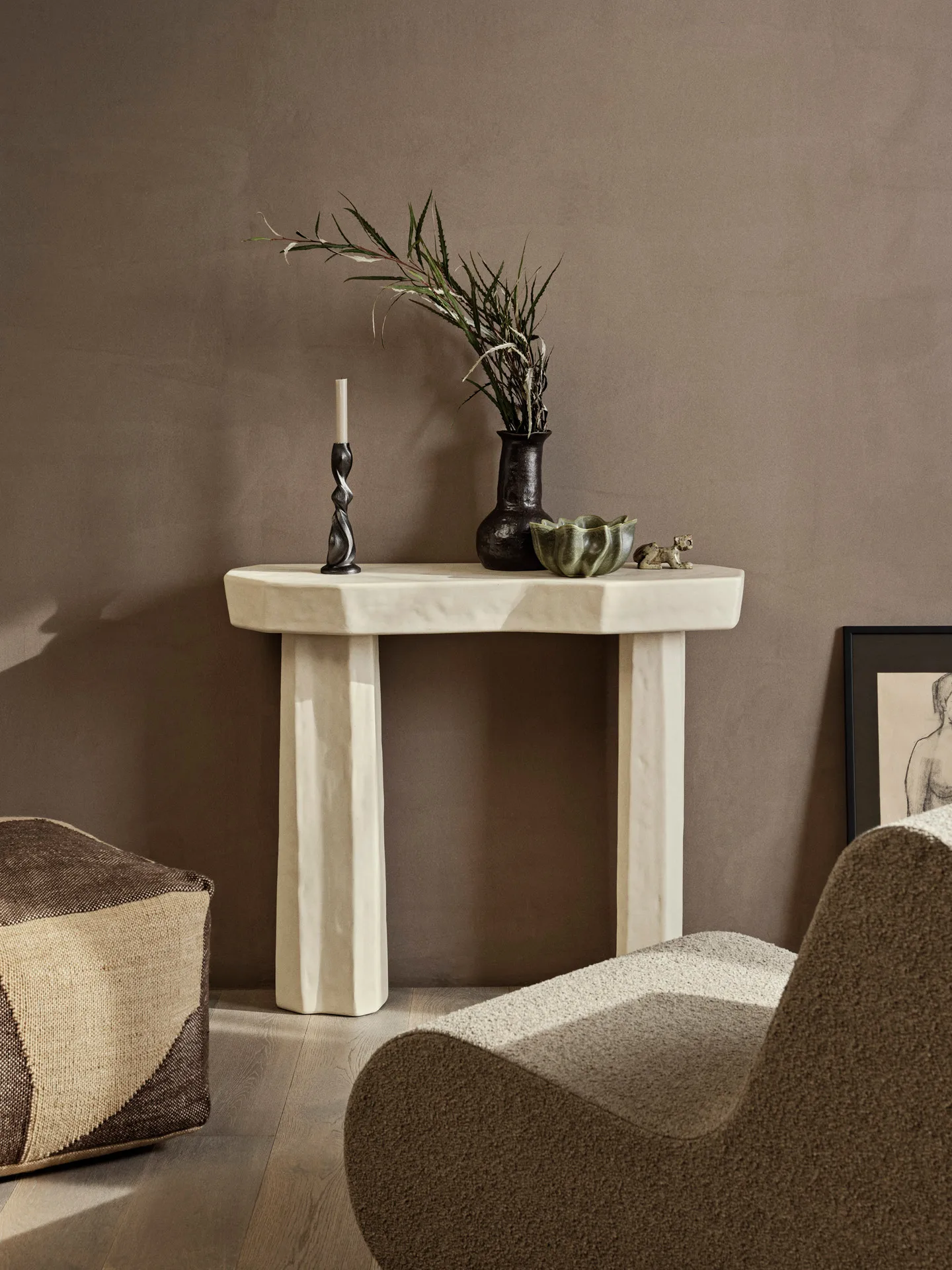 Βοηθητικό τραπέζι Staffa console table 33,4x100,8x85 cm, Ivory Ferm Living