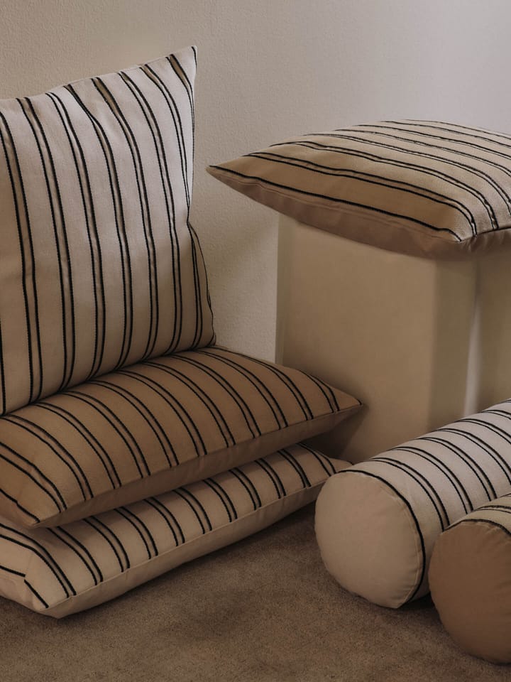Twill bolster cylinderkudde, Off-white-black Ferm Living