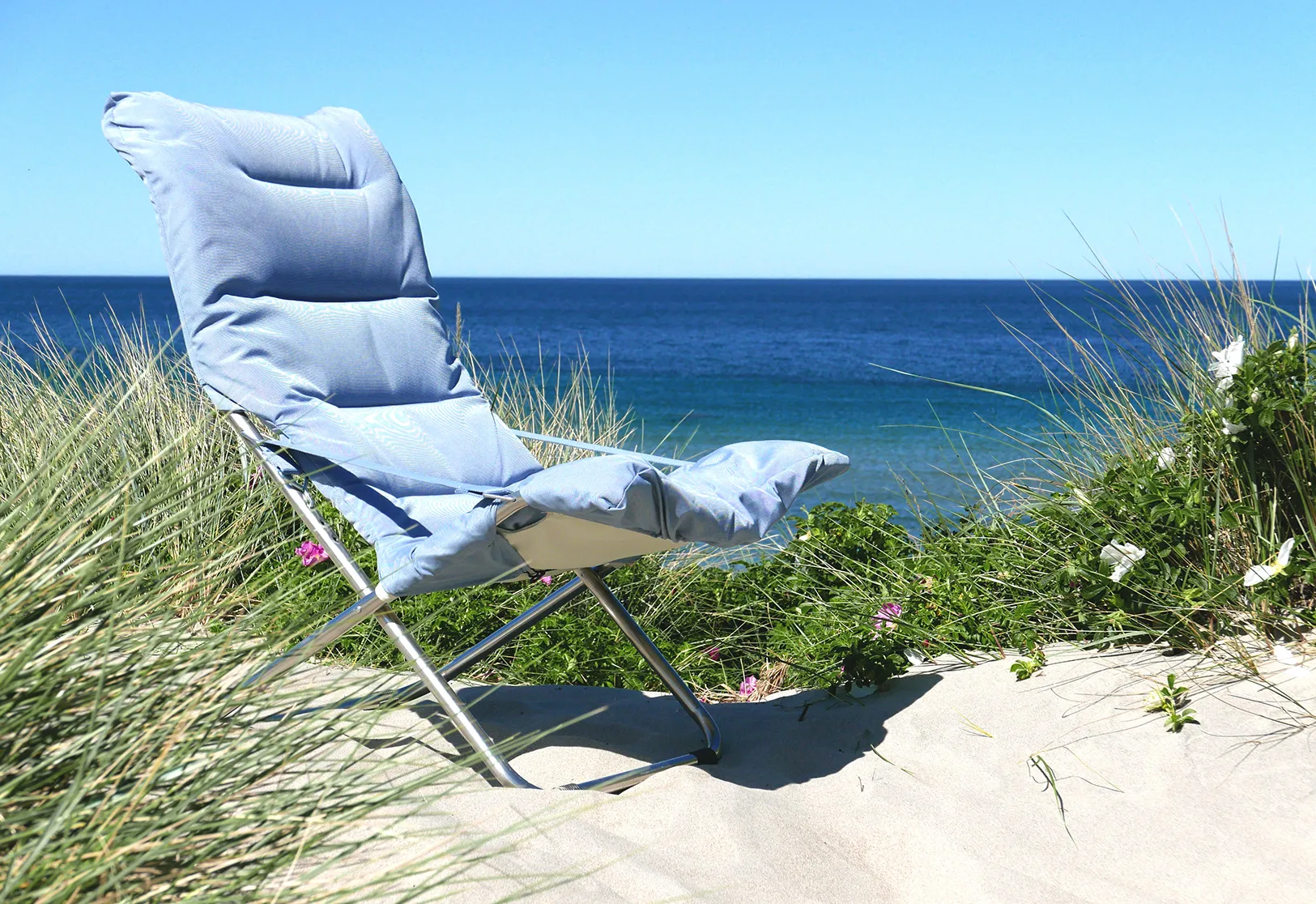 Fiesta Soft ξαπλώστρα, Light blue-beige supertex Fiam