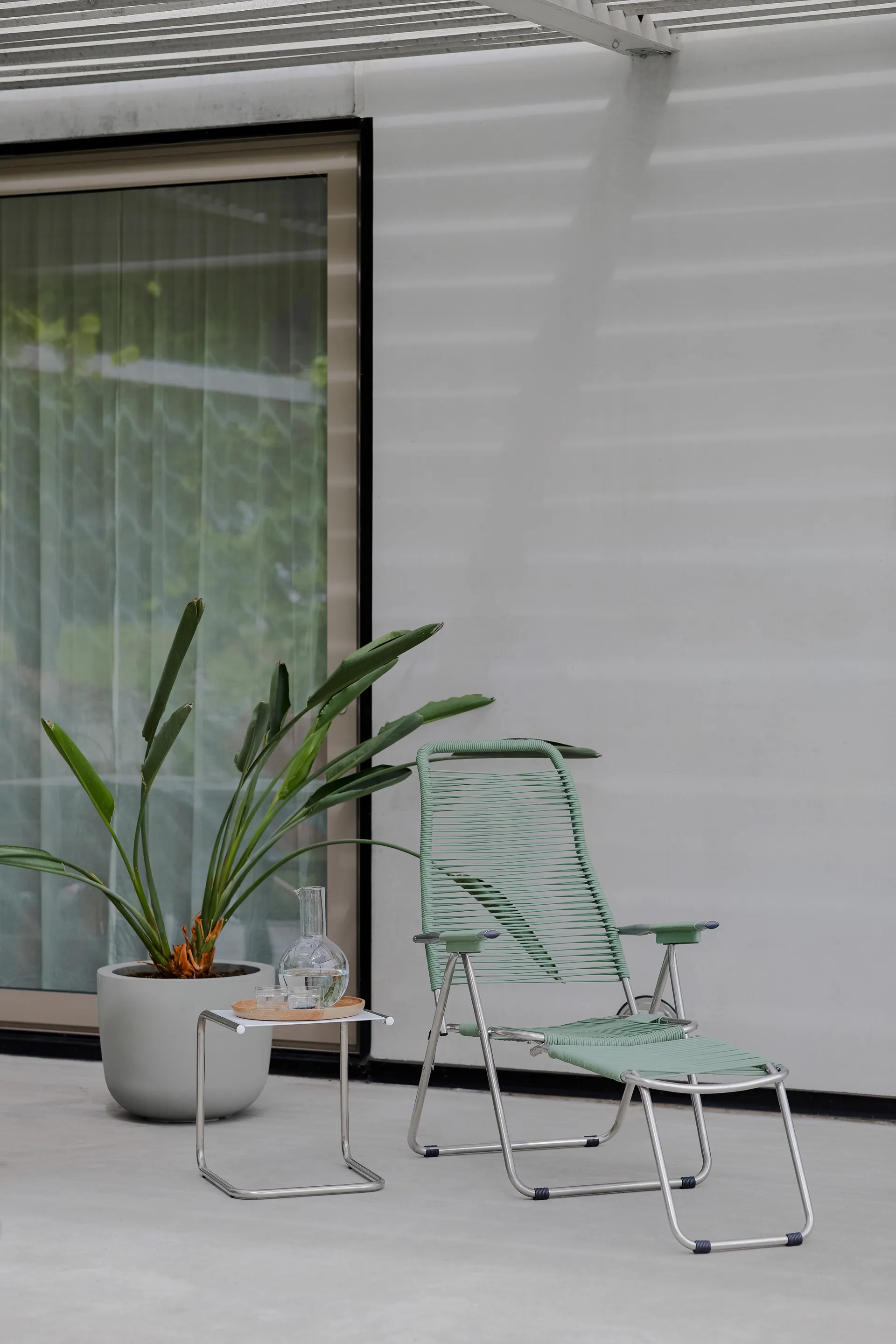 Ξαπλώστρα Spaghetti με υποπόδιο, Sage green Fiam