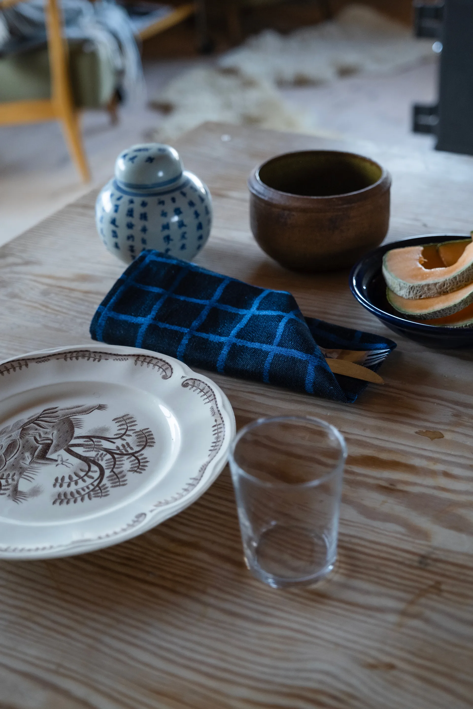 Καρό ζακάρ υφασμένη πετσέτα 2 τεμαχίων, Μπλε-μαύρο Fine Little Day