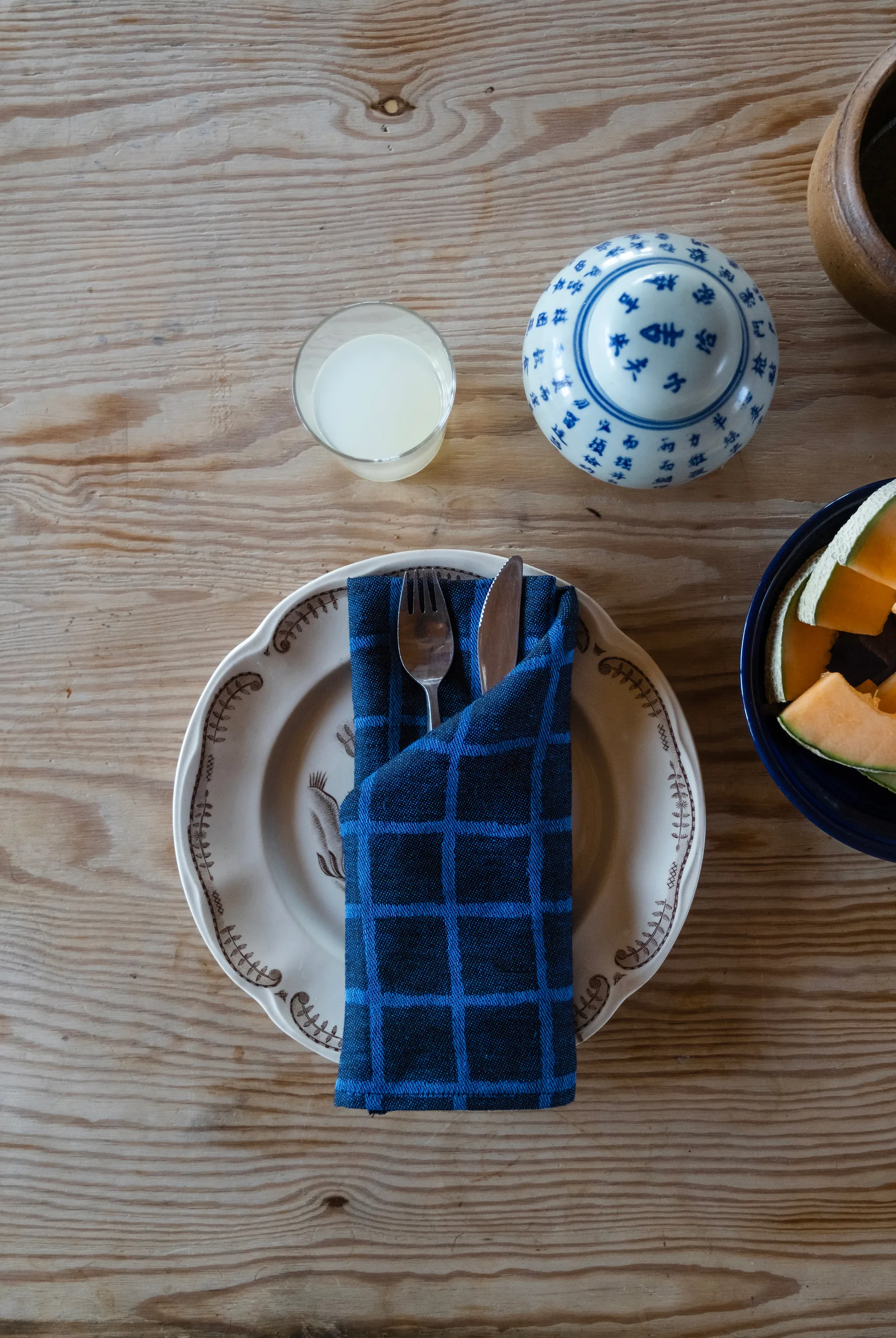 Καρό ζακάρ υφασμένη πετσέτα 2 τεμαχίων, Μπλε-μαύρο Fine Little Day