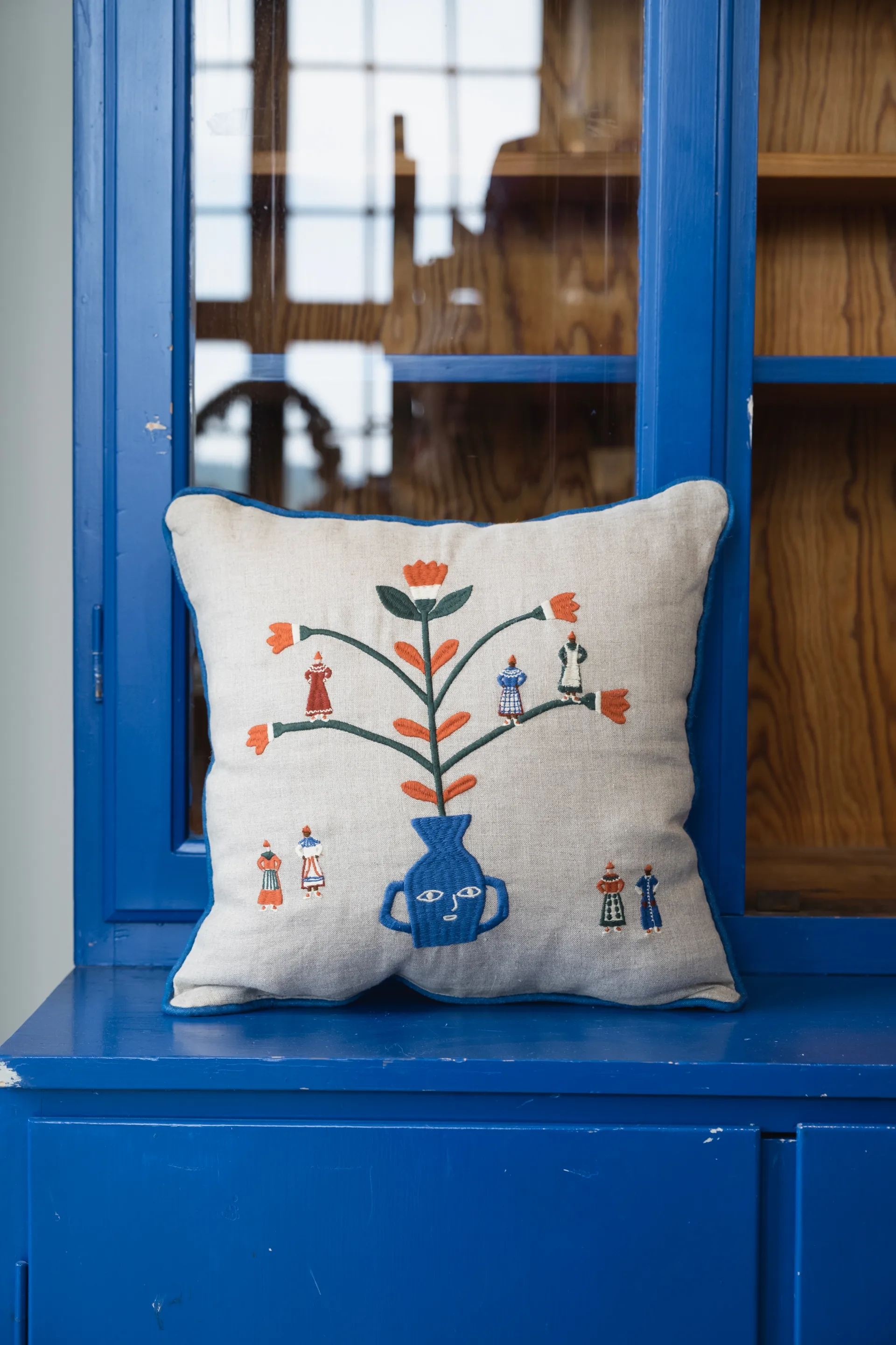 Εποχιακή μαξιλαροθήκη, 38 x 38 εκ., Φυσικό-μπλε Fine Little Day