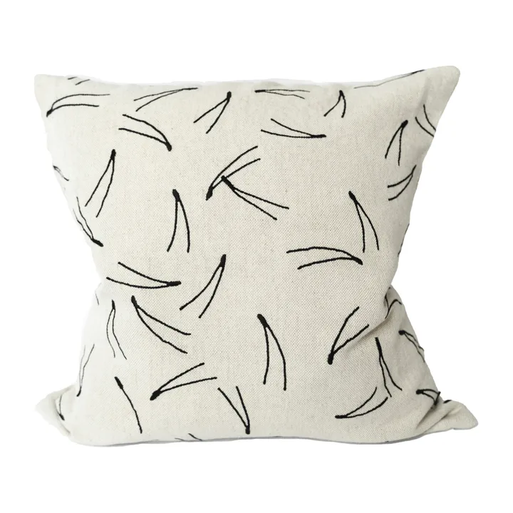 Barr μαξιλαροθήκη κεντημένη 48x48 εκ. - Νατούρ-μαύρο - Fine Little Day