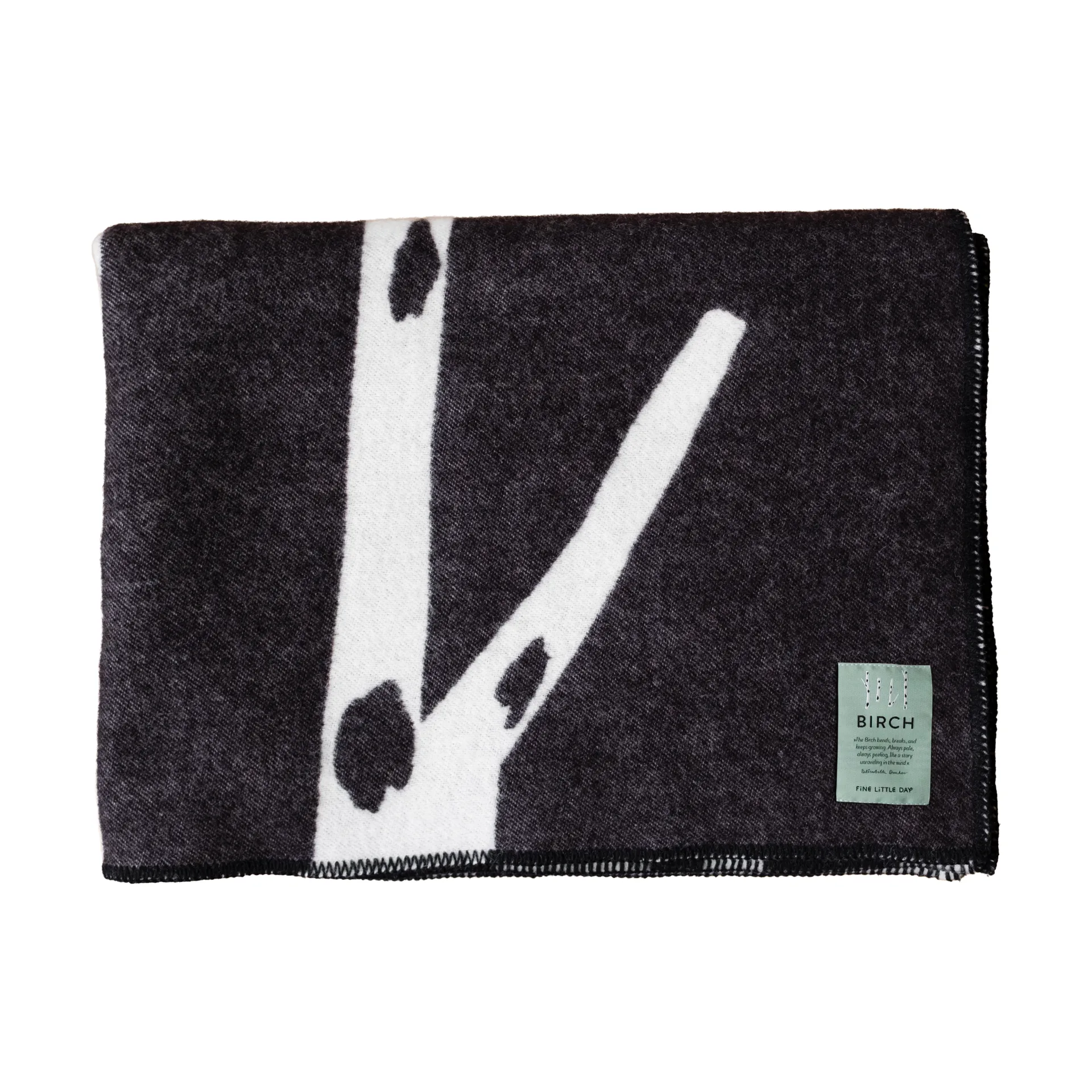 Βελούδινο κάλυμμα Birch 130x180 εκ., Black-white Fine Little Day