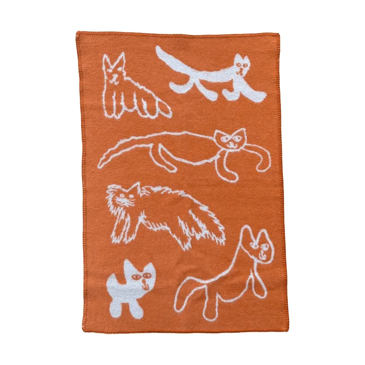 Cats μάλλινη πλεκτάρι# - Πορτοκαλί, 65x95 εκ. - Fine Little Day