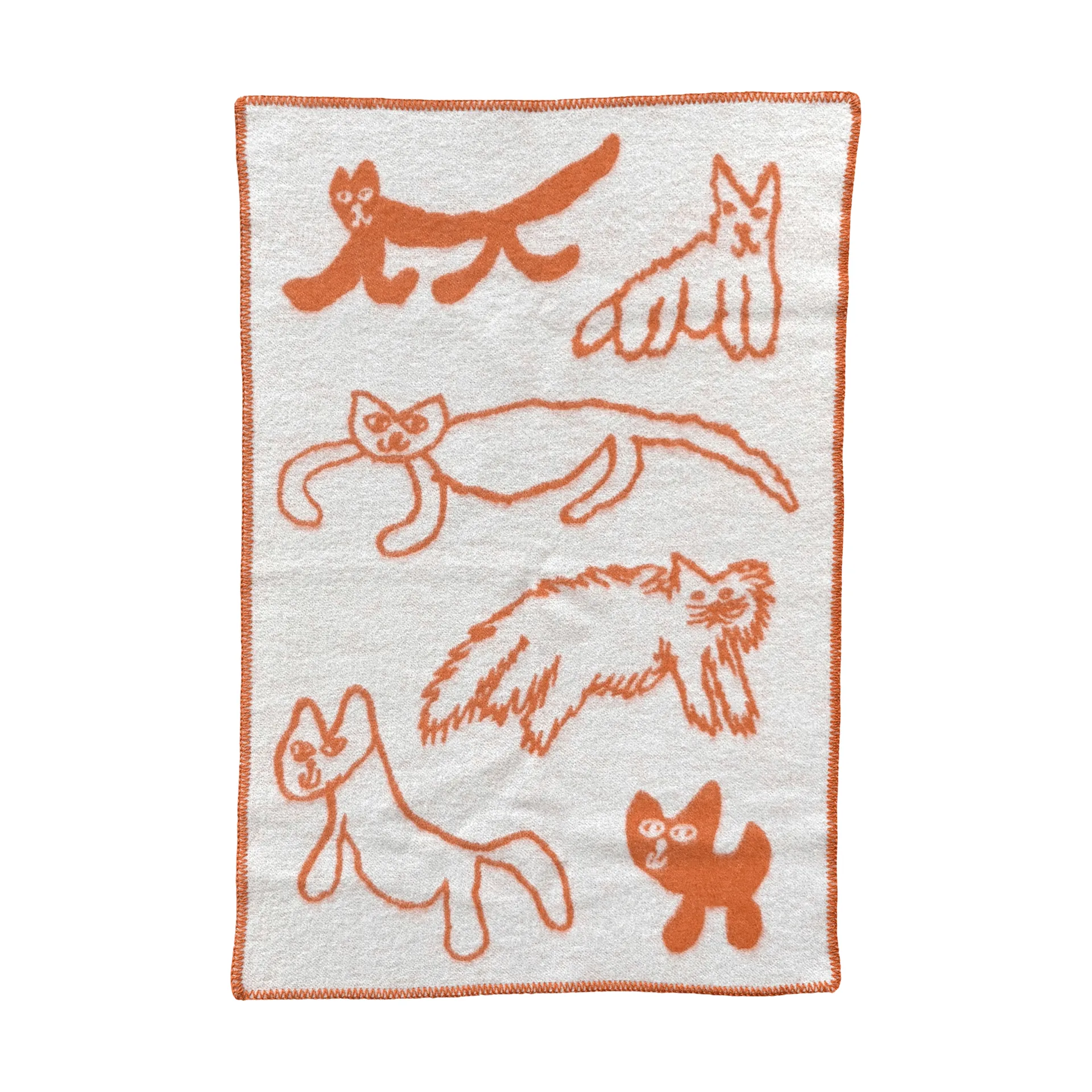 Cats μάλλινη πλεκτάρι#, Πορτοκαλί, 65x95 εκ. Fine Little Day