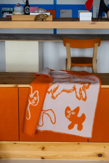 Cats μάλλινη πλεκτάρι# - Πορτοκαλί, 65x95 εκ. - Fine Little Day