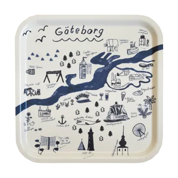 Δίσκος Gothenburg 32x32 εκατ. - Λευκό-Μπλε - Fine Little Day