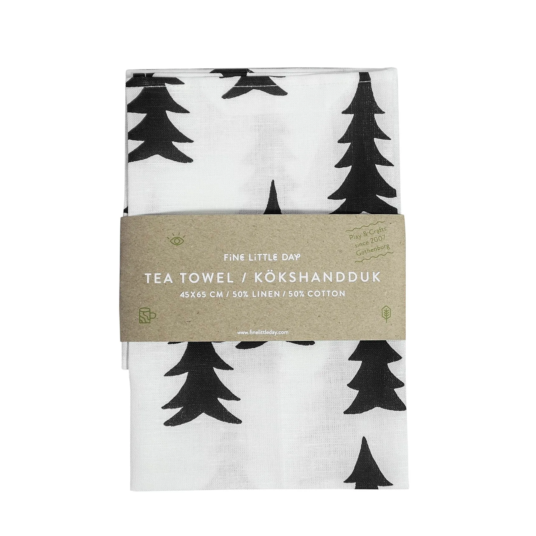 Πετσέτα κουζίνας Gran, λευκό-μαύρο Fine Little Day