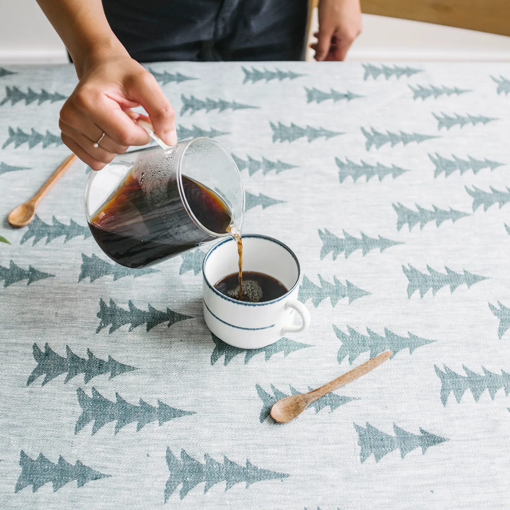 Gran ζακάρ τραπεζομάντιλο 147x250 cm, πράσινο-γκρι Fine Little Day