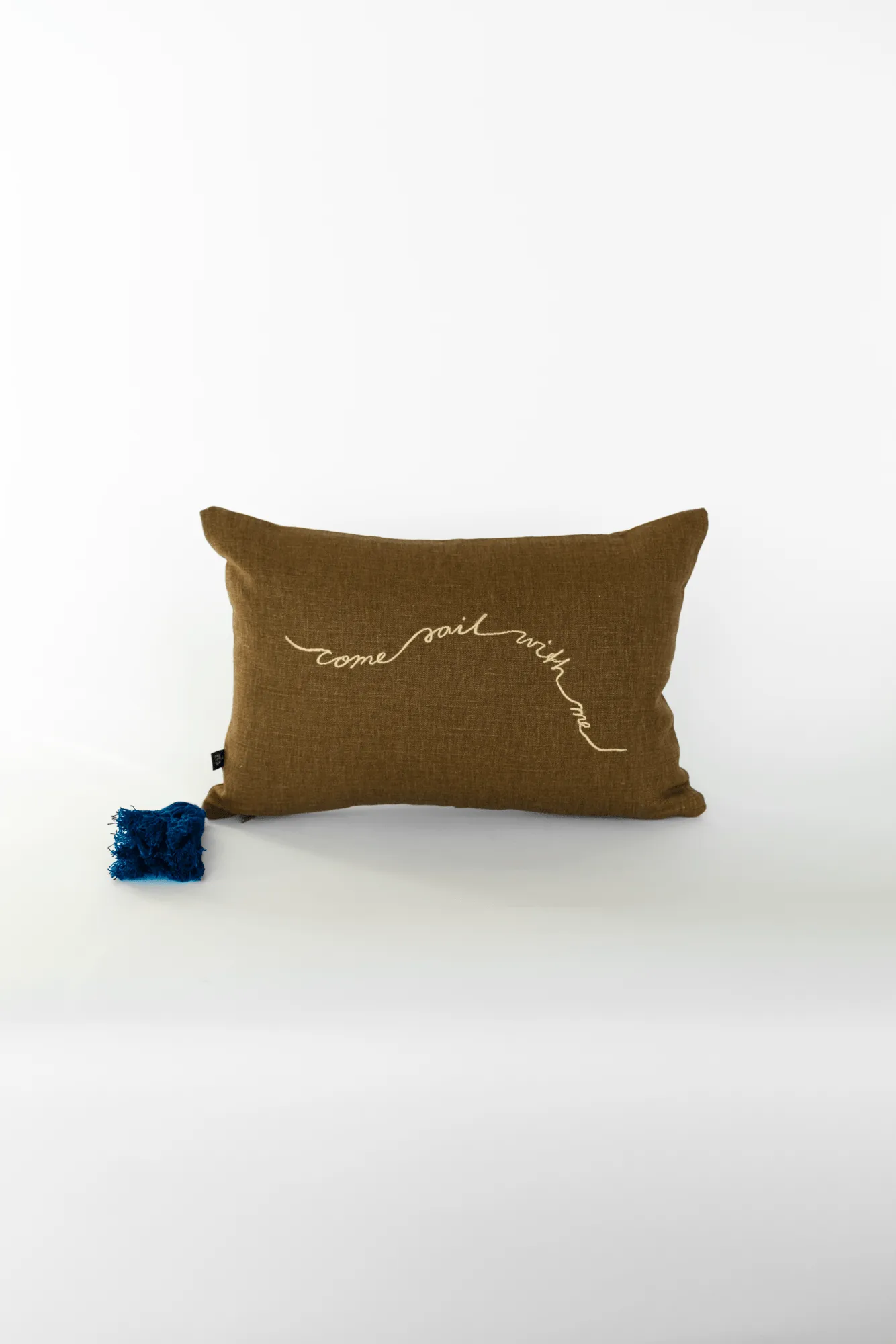Knop διακοσμητικό μαξιλάρι, Καφέ-χρυσό-μπλε, 27x40 cm Fine Little Day