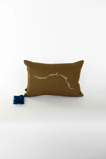 Knop διακοσμητικό μαξιλάρι - Καφέ-χρυσό-μπλε, 27x40 cm - Fine Little Day