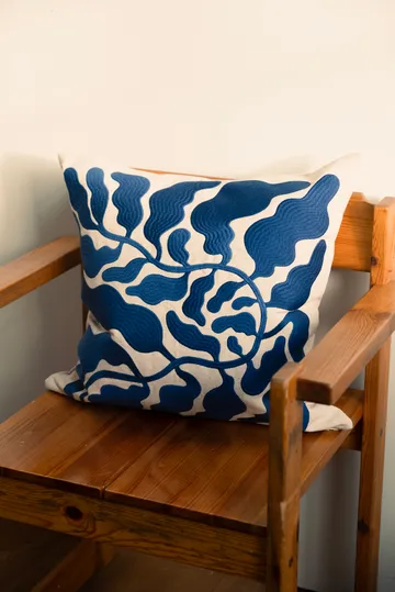 Leaves μαξιλαροθήκη κεντημένη 48x48 εκ. - Blue - Fine Little Day