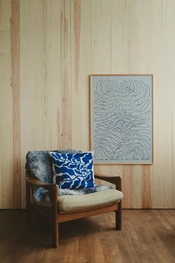 Leaves μαξιλαροθήκη κεντημένη 48x48 εκ. - Blue - Fine Little Day